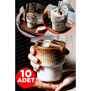 ( 10 Adet ) Akrilik Origami Stilli Meşrubat Bardağı | Soğuk Içecek Sunum Dekoratif Bardak 300 Ml