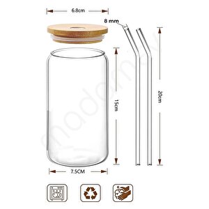 2li Bambu Kapaklı Pipetli Isıya Dayanıklı Cam Bardak 550 Ml Kola Kutu Şekilli Kahve Sunum Bardağı