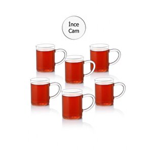 6 Adet Lüx Ince Ateşe Dayanıklı Borosilikat Cam Kupa Bardak 6'lı Kupa Bardak Seti 190 Ml