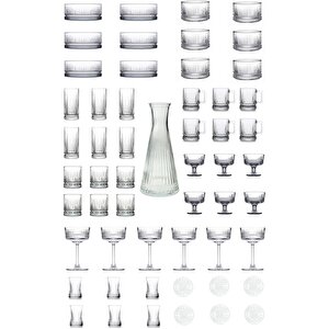 Elysia 55 Parça Meşrubat, Su, Çay Bardağı, Dondurmalık, Çerezlik, Sosluk Çeyiz Seti