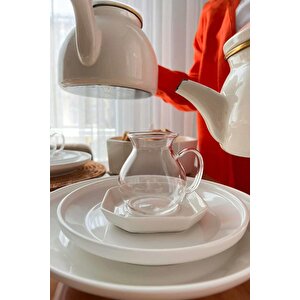 6'lı Keyfi Ala Borosilikat Cam Kulplu Çay Bardağı 210ml Bardak