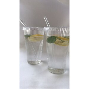 2 Adet Mika Bardak Cam Pipetli Kapaklı 600ml Mika Pinterest Bardak