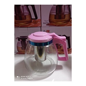 Süzgeçli Cam Demlik 1100 Ml (pembe)