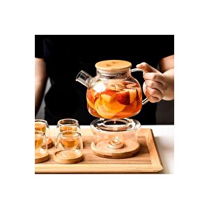 Isıya Dayanıklı 1000 Ml Süzgeçli Cam Demlik 6adet Kupa Bardak Borosilikat ,