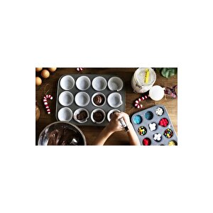 12'li Muffin Kek Kalıbı, Krema Torbası Ve 100 Adet Renkli Cupcake , Browni ,muffin Kağıdı Kalıbı Set