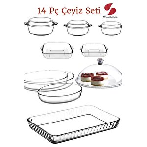 14 Parça Borcam ,fırın Tepsisi, Kek Fanusu