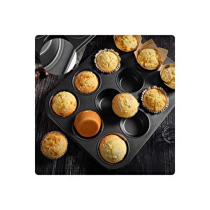 Muffin Kalıbı Kek 12'li Cupcake Muffin Kurabiye Turta Kalıbı Fırın Pasta Çörek Kapsül Yanmaz Tepsi
