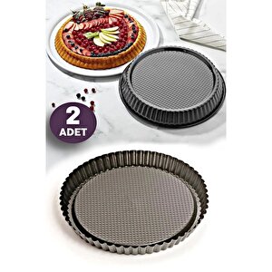 2 Adet Döküm Granit Torte Model Kek Pasta Kalıbı Dilimli Turta Kek Kalıbı Siyah 28cm