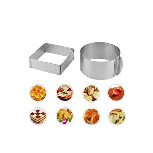 10 Parça Pasta Seti, Ayarlanabilir Yuvarlak Ve Kare Silikon Servis Ve Spatula Seti Krema Torbası