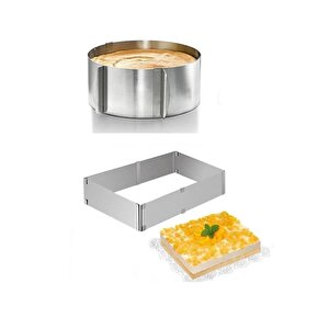 2'li Ayarlanabilir Kelepçeli Kek Pasta Kalıbı Dikdörtgen Ve Çember Kek Kalıbı Pasta Kalıbı