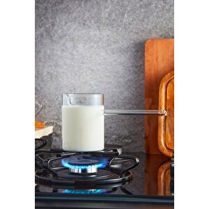 Isıya Dayanıklı Borosilikat Cam Cezve Modern Şık Ateşe Dayanıklı Şeffaf Cezve 200 Ml