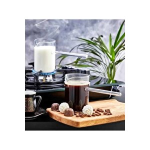 Isıya Dayanıklı Borosilikat Cam Cezve Modern Şık Ateşe Dayanıklı Şeffaf Cezve 200 Ml
