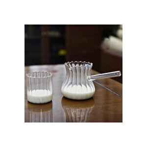500ml Sefa Isıya Dayanıklı Cam Cezve Şeritli