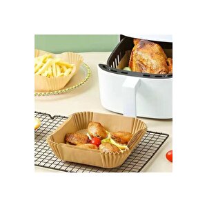 50 Adet Air Fryer Uyumlu Pişirme Kağıdı Tek Kullanımlık Hava Fritöz Yağ Geçirmez Yapışmaz Kare Tabak