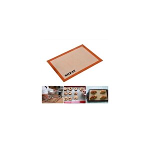 1 Silikon Yanmaz Yapışmaz Pişirme Matı 40*30 Silikon Muffin Gri
