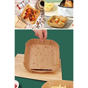 50 Adet Airfryer Pişirme Kağıdı Kare Tabak Model Yağlı Kağıt