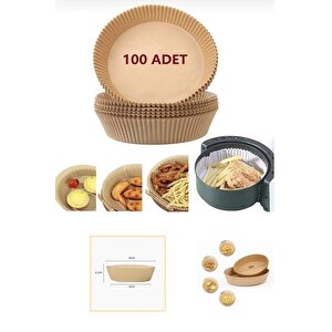 100 Adet Yuvarlak Model Airfryer Pişirme Kağıdı Hijyenik Yağlı Kağıt Havalı Fritöz Pişirme Kağıdı