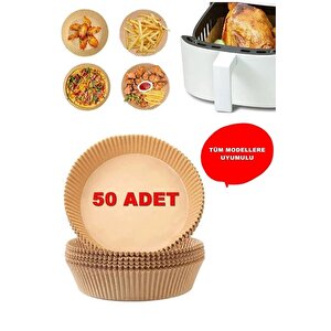 50 Adet Yuvarlak Model Airfryer Pişirme Kağıdı Hijyenik Yağlı Kağıt Havalı Fritöz Pişirme Kağıdı