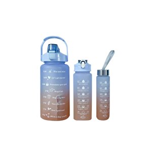 Motivasyonel 3lü Set Su Matarası Su Şişesi Suluk 2lt+900ml+600ml Tritan Spor Salonu Su Şişesi Suluk