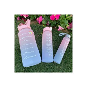 Motivasyonel 3 Lü Set Su Matarası 2 Lt+900 Ml+600 Ml Tritan Spor Salonu Suluk