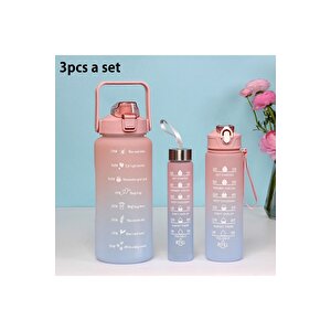 Motivasyonel 3 Lü Set Su Matarası 2 Lt+900 Ml+600 Ml Tritan Spor Salonu Suluk