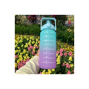 Motivasyonel 3lü Set Su Matarası Su Şişesi Suluk 2lt+900ml+600ml Tritan Spor Salonu Su Şişesi Suluk