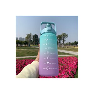 Motivasyonel 3lü Set Su Matarası Su Şişesi Suluk 2lt+900ml+600ml Tritan Spor Salonu Su Şişesi Suluk