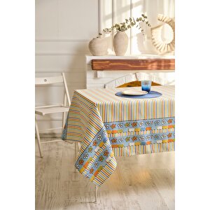 Ays Home Çizgili Papatya  Desenli  Masa Örtüsü
