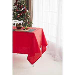 Ays Home Kırmızı Yılbaşı Düz Christmas Yemek Masa Örtüsü