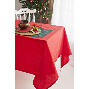 Ays Home Kırmızı Yılbaşı Düz Christmas Yemek Masa Örtüsü