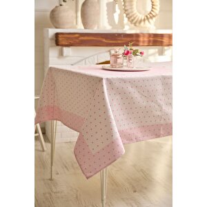 Ays Home Soft Pudra Çiçek Desenli  Mutfak Kare Masa Örtüsü