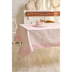 Ays Home Soft Pudra Çiçek Desenli  Mutfak Kare Masa Örtüsü