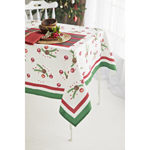 Ays Home Kırmızı Kozalak Yılbaşı  Christmas Yemek Masa Örtüsü