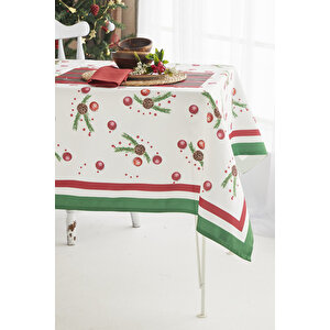 Ays Home Kırmızı Kozalak Yılbaşı  Christmas Yemek Masa Örtüsü
