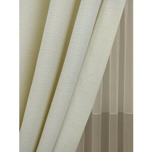 Keten Fon Perde Pilesiz Krem 440x250 cm
