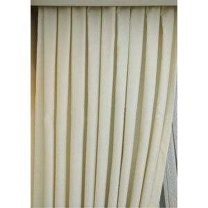 Keten Fon Perde Pilesiz Krem 440x250 cm