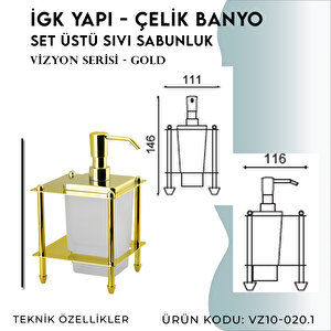 İgk Yapi - Çelik Banyo Vizyon Gold Set Üstü Sıvı Sabunluk (vz10-020.1)