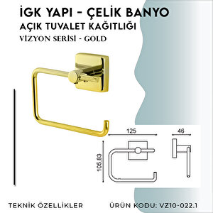 İgk Yapi - Çelik Banyo Vizyon Gold Açık Tuvalet Kâğıtlığı (vz10-022.1)