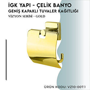 İgk Yapi - Çelik Banyo Vizyon Gold Geniş Kapaklı Tuvalet Kâğıtlığı (vz10-007.1)