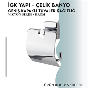 İgk Yapi - Çelik Banyo Vizyon Geniş Kapaklı Tuvalet Kâğıtlığı (vz10-007)