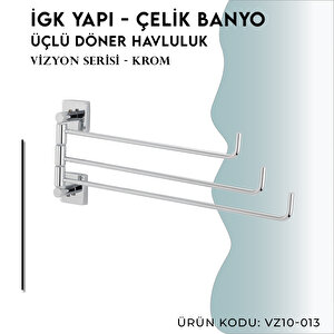 İgk Yapi - Çelik Banyo Vizyon Üçlü Döner Havluluk (vz10-013)