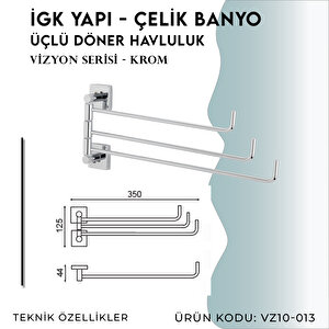 İgk Yapi - Çelik Banyo Vizyon Üçlü Döner Havluluk (vz10-013)
