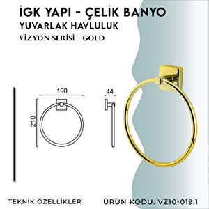 İgk Yapi - Çelik Banyo Vizyon Gold Yuvarlak Havluluk (vz10-019.1)