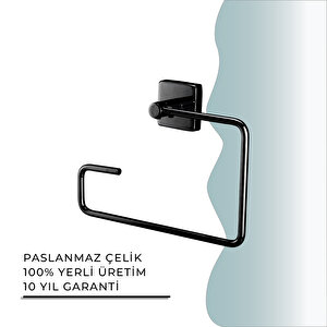 İgk Yapi - Çelik Banyo Vizyon Mat Siyah Kare Havluluk (vz10-008.4)