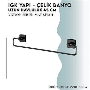 İgk Yapi - Çelik Banyo Vizyon Mat Siyah Uzun Havluluk 45cm (vz10-006.4)