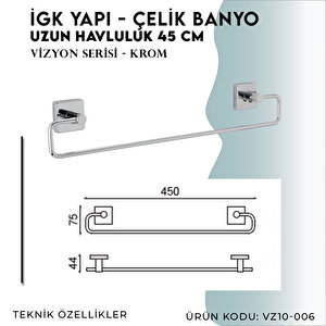 İgk Yapi - Çelik Banyo Vizyon Uzun Havluluk 45cm (vz10-006)