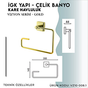 İgk Yapi - Çelik Banyo Vizyon Gold Kare Havluluk (vz10-008.1)