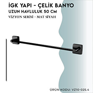 İgk Yapi - Çelik Banyo Vizyon Mat Siyah Uzun Havluluk 50cm (vz10-025.4)