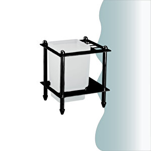 İgk Yapi - Çelik Banyo Vizyon Mat Siyah Set Üstü Diş Fırçalık (vz10-021.4)