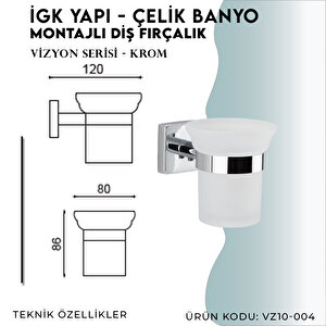 İgk Yapi - Çelik Banyo Vizyon Montajlı Diş Fırçalık (vz10-004)